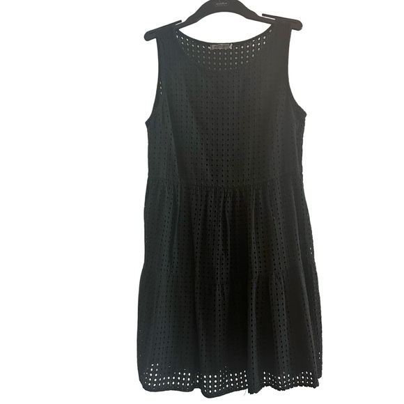 Valentina Naldi Italy Black 100% Cotton Allover Eyelet Chic Sleeveless Dress - Picture 1 of 5